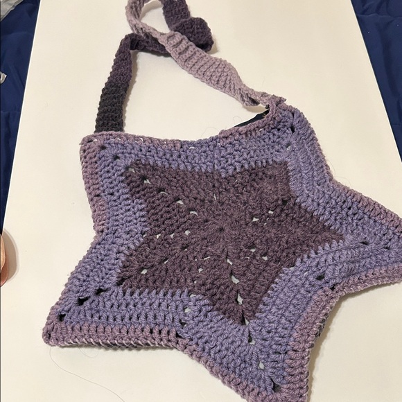 Handmade Handbags - Purple Star-Shaped Crochet Crossbody Bag